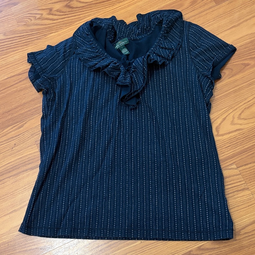 Lauren Jeans Co Navy Ruffled Women's Top